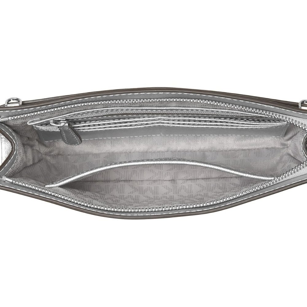 MICHAEL KORS Jet Set Large Crossbody Clutch - Pewter NWT - Picture 8 of 10